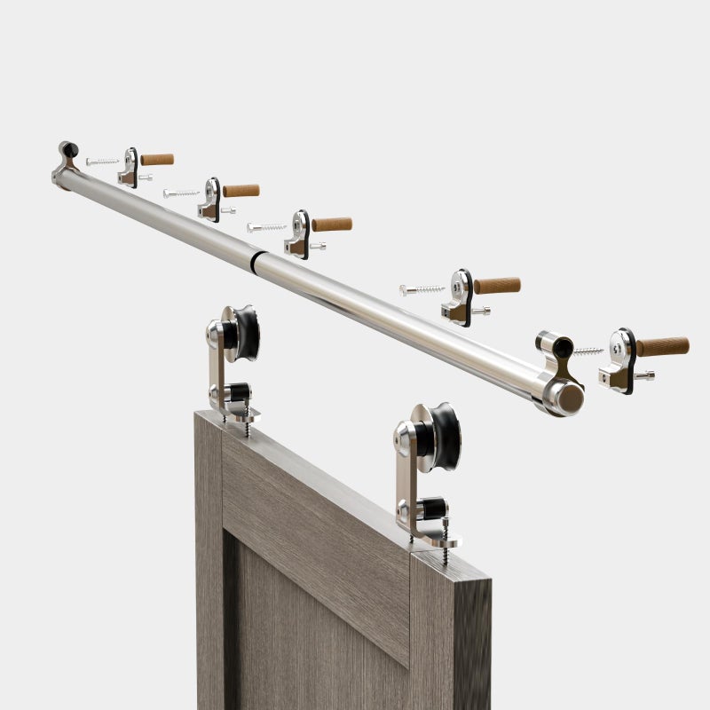 CCJH 4FT/48'' Stainless Steel Sliding Track Barn Door Hardware Kit for Single Door Heavy Duty - Image 3